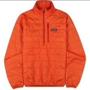 Patagonia Men’s Orange Nano Puff Half Zip Quilted  PRIMALOFT Light Puffer Jacket